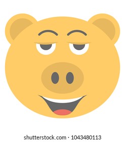 
Smiling Pig face emoji flat vector icon design

