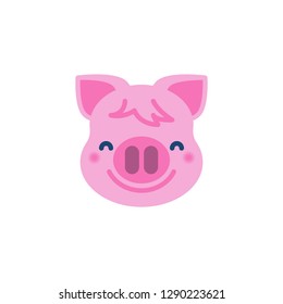 Smiling Piggy face with smiling eyes emoji flat icon, vector sign, colorful pictogram isolated on white. Pink pig head, new year symbol, logo illustration. Flat style design