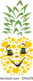Smiling pineapple. Decorative element for flat design. Vector