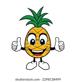 Smiling Pineapple Mascot Cartoon Giving Thumbs Up