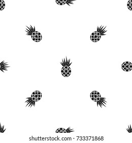 Smiling pineapple pattern repeat seamless in black color for any design. Vector geometric illustration