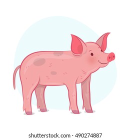 Smiling Pink Pig Illustration