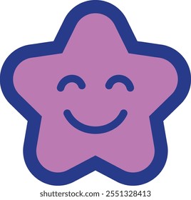 A smiling pink star with a blue outline