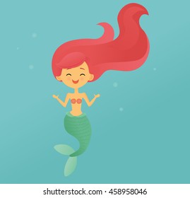 Smiling pink-haired mermaid