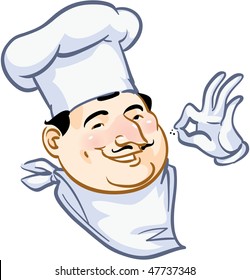 Smiling Pizza Chef giving the "okay" sign - vector illustration