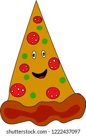 smiling pizza with sausage vector illustration
