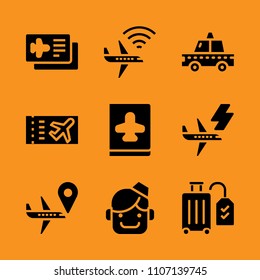 smiling, plane, flat and information icon set. Vector illustration for web and design.