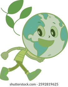 Smiling Planet Earth Mascot Promoting Environmental Awareness.