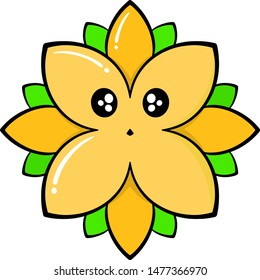 Smiling plant flower doodle vector illustration with white background for kids