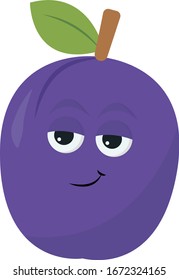 Smiling plum, illustration, vector on white background.