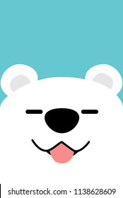 Smiling polar bear face flat design, vector illustration