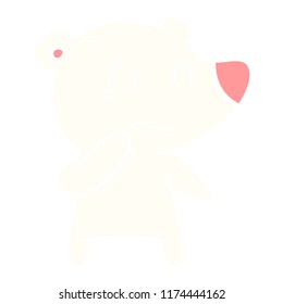 smiling polar bear flat color style cartoon