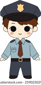 Smiling Police Officer Character Illustration