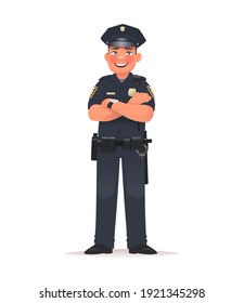 Smiling Police Officer Dressed Uniform Policeman Stock Vector (Royalty ...