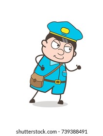 Smiling Postman ready to fight Pose Vector

