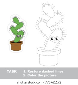 Smiling Pot Cactus. Dot to dot educational game for kids.