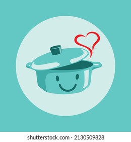 Ilustración de caracteres vectoriales de la olla sonriente