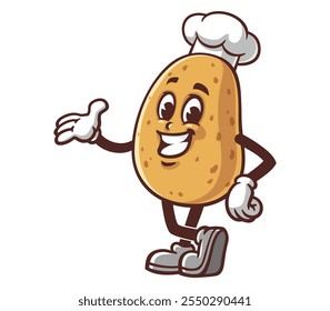 Smiling Potato Cartoon Mascot Illustration Character Vector Clip-art Hand-drawn Logo Design