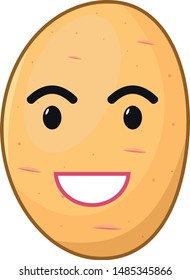 Smiling potato. Cute. Illustration. Vector graphics. Smiling vegetables. Food. Vegetable. Cute. Emoticon. Emotion. Potato logo.