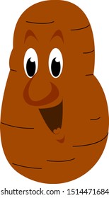 Lächelnde Kartoffel, Illustration, Vektorgrafik auf weißem Hintergrund.