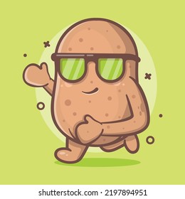 Smiling potato vegetable character mascot running isolated cartoon in flat style design 