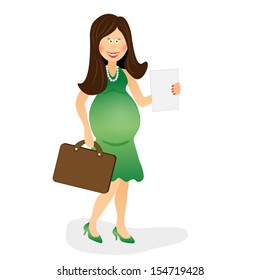 Smiling pregnant business woman while asking maternity leave