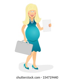Smiling pregnant business woman while asking maternity leave