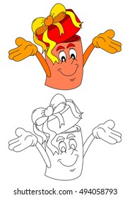 Smiling present as coloring books for small children - vector