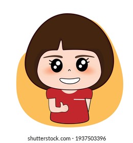 Smiling pretty woman showing thumbs up. Body language. I like that. Good job. Vector illustration