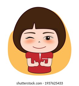 Smiling pretty woman showing thumbs up. Body language. I like that. Good job. Vector illustration