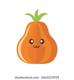 Smiling pumpkin character in kawaii style