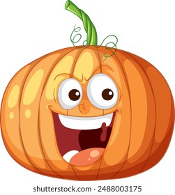 Smiling pumpkin with expressive eyes and mouth