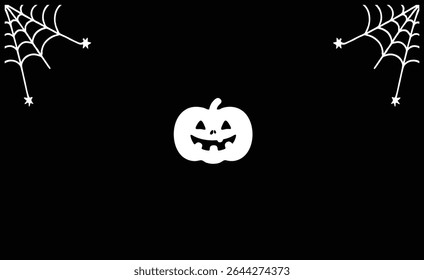 Smiling Pumpkin Face with Spider Web Halloween Background Vector