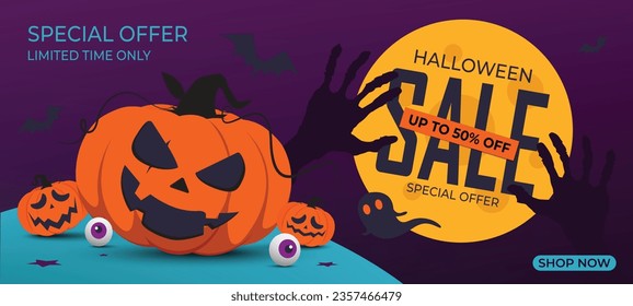 Smiling Pumpkin  for Festive Product Display. Autumn Celebration. Jack-O-Lantern Halloween Sale Vector Design