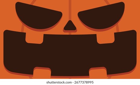 Smiling pumpkin flat illustration background ideal for celebrating Halloween