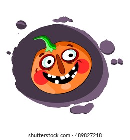 Smiling pumpkin, Halloween funny symbol, vector illustration