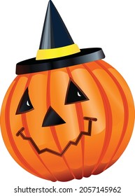 Smiling pumpkin for Halloween on a white background. Vector image.
