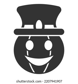 Smiling pumpkin in a hat - icon, illustration on white background, glyph style