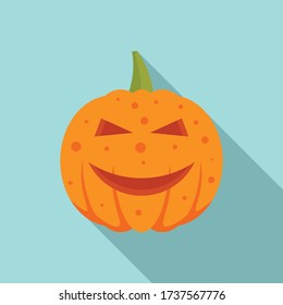 Smiling pumpkin icon. Flat illustration of smiling pumpkin vector icon for web design