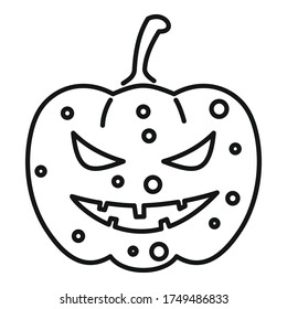 Icono sonriente de calabaza. Icono del vector de calabaza sonriente de contorno para diseño web aislado en fondo blanco