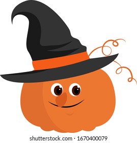 Calabaza sonriente, ilustración, vector sobre fondo blanco.