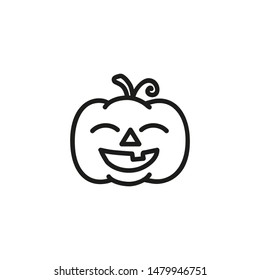 Smiling pumpkin line icon. Carving, decoration, Jack-o-lantern. Halloween party concept. Can be used for topics like fall, crop, agriculture