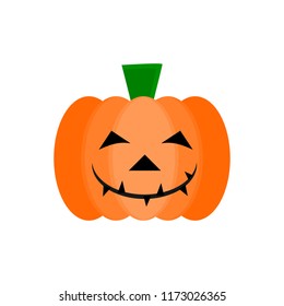 smiling pumpkin on white background 