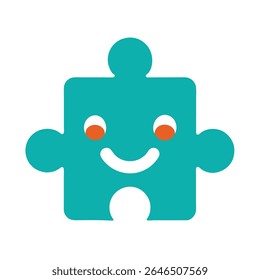 Smiling Puzzle Piece for Problem Solving Education Theme