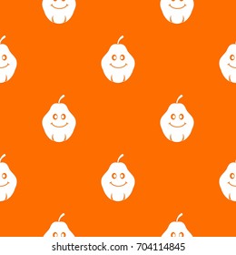 Smiling quince fruit pattern repeat seamless in orange color for any design. Vector geometric illustration