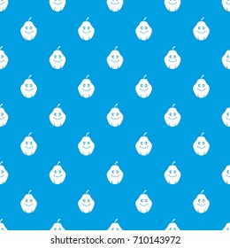 Smiling quince fruit pattern repeat seamless in blue color for any design. Vector geometric illustration