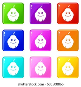Smiling quince fruit set 9