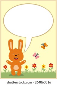 Smiling rabbit with bubble speech