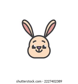Smiling rabbit face emoticon filled outline icon, line vector sign, linear colorful pictogram isolated on white. Symbol, logo illustration. Vector graphics