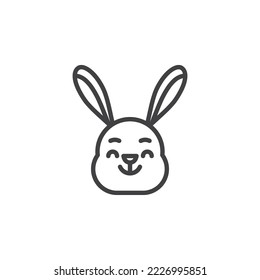 Smiling rabbit face emoticon line icon. linear style sign for mobile concept and web design. Happy bunny emoji outline vector icon. Symbol, logo illustration. Vector graphics